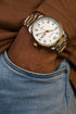 Niovani Classic (Two Tone 14K Genuine Gold Plating) - Men's Watch - Stainless Steel Strap - Date & Day Function - 1 Year Warranty - Water Resistance