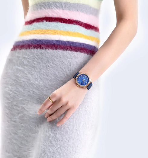 Naviforce Women's Watch - Deep Blue & Mother of Pearl Dial - Ultrasoft Leather Strap - 1 Year Warranty