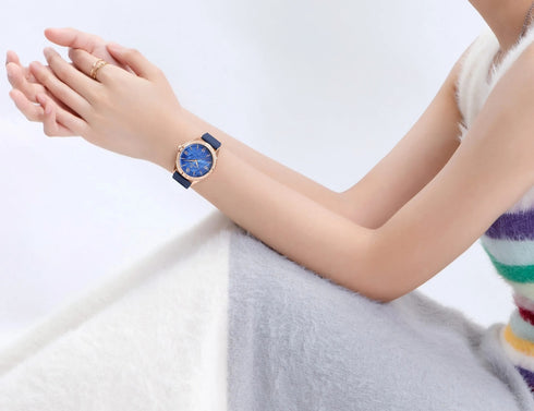 Naviforce Women's Watch - Deep Blue & Mother of Pearl Dial - Ultrasoft Leather Strap - 1 Year Warranty