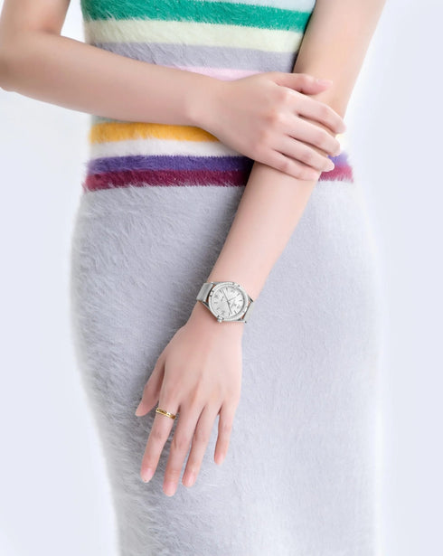 Naviforce Women's Watch - Classic Grey & Mother of Pearl Dial - Ultrasoft Leather Strap - 1 Year Warranty