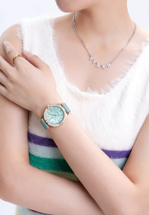 Naviforce Women's Watch - Baby Blue & Mother of Pearl Dial - Ultrasoft Leather Strap - 1 Year Warranty