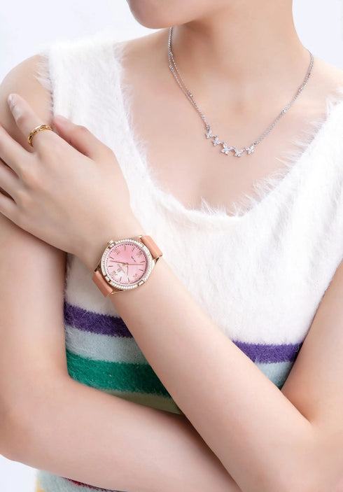Naviforce Women's Watch - Camel Brown & Pink Mother of Pearl Dial - Ultrasoft Leather Strap - 1 Year Warranty