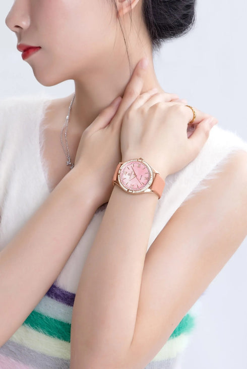 Naviforce Women's Watch - Camel Brown & Pink Mother of Pearl Dial - Ultrasoft Leather Strap - 1 Year Warranty
