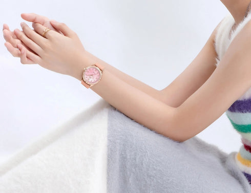 Naviforce Women's Watch - Camel Brown & Pink Mother of Pearl Dial - Ultrasoft Leather Strap - 1 Year Warranty