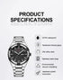Naviforce Men's Watch - Sparkling Black & Silver - Date & Day Feature - Steel Strap - 1 Year Warranty