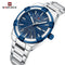 Naviforce Men's Watch - Sparkling Blue & Silver - Date & Day Feature - Steel Strap - 1 Year Warranty