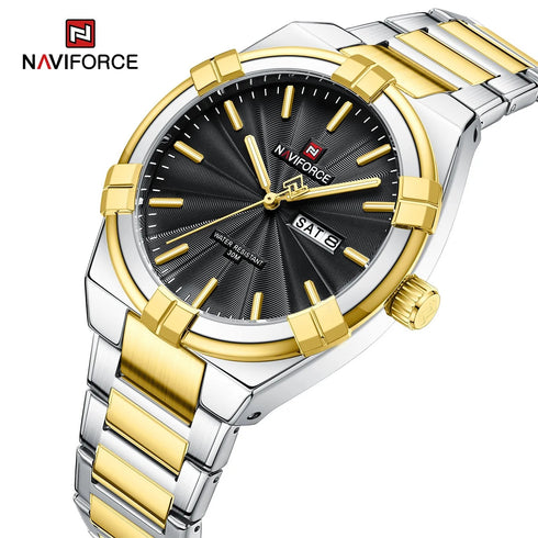 Naviforce Men's Watch - Classic Trio - Date & Day Feature - Steel Strap - 1 Year Warranty