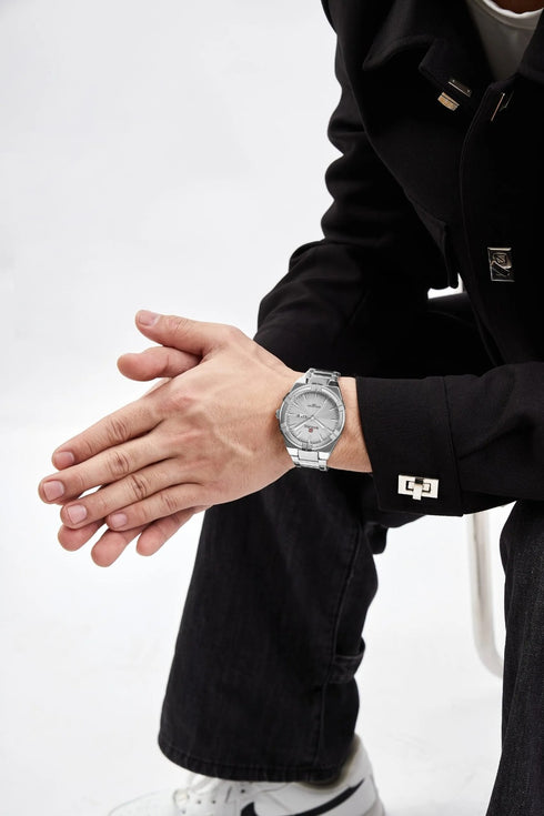 Naviforce Men's Watch - Sparkling Silver - Date & Day Feature - Steel Strap - 1 Year Warranty