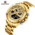 Naviforce Men's Watch - Analog + Digital - Sparkling Gold - Steel Strap - 1 Year Warranty