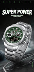 Naviforce Men's Watch - Analog + Digital - Sparkling Silver & Jungle Green - Steel Strap - 1 Year Warranty