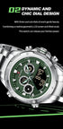Naviforce Men's Watch - Analog + Digital - Sparkling Silver & Jungle Green - Steel Strap - 1 Year Warranty