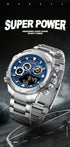 Naviforce Men's Watch - Analog + Digital - Sparkling Blue & Silver - Steel Strap - 1 Year Warranty