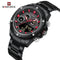 Naviforce Men's Watch - Analog + Digital - Sparkling Black & Red - Steel Strap - 1 Year Warranty