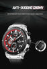 Naviforce Men's Watch - Chronograph - Sparkling Black & Red - Genuine Leather Strap - 1 Year Warranty