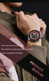 Naviforce Men's Watch - Chronograph - Sparkling Black & Red - Genuine Leather Strap - 1 Year Warranty
