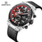 Naviforce Men's Watch - Chronograph - Sparkling Black & Red - Genuine Leather Strap - 1 Year Warranty