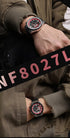 Naviforce Men's Watch - Chronograph - Sparkling Black & Red - Genuine Leather Strap - 1 Year Warranty