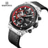 Naviforce Men's Watch - Chronograph - Sparkling Black & Red - Genuine Leather Strap - 1 Year Warranty