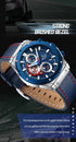 Naviforce Men's Watch - Chronograph - Sparkling Blue & Red - Genuine Leather Strap - 1 Year Warranty