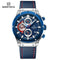 Naviforce Men's Watch - Chronograph - Sparkling Blue & Red - Genuine Leather Strap - 1 Year Warranty