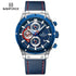 Naviforce Men's Watch - Chronograph - Sparkling Blue & Red - Genuine Leather Strap - 1 Year Warranty