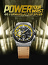Naviforce Men's Watch - Chronograph - Camel Brown & Black - Genuine Leather Strap - 1 Year Warranty