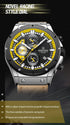Naviforce Men's Watch - Chronograph - Camel Brown & Black - Genuine Leather Strap - 1 Year Warranty