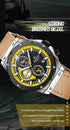 Naviforce Men's Watch - Chronograph - Camel Brown & Black - Genuine Leather Strap - 1 Year Warranty