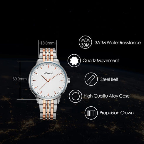 Niovani Regal - Men's Watch - Stainless Steel Strap - 1 Year Warranty - Water Resistance