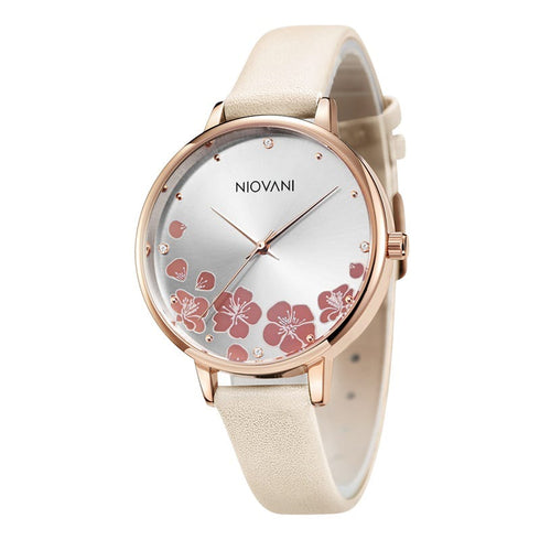 Niovani Wonderland (Rose Blush) - Women's Watch - Soft Genuine Leather Strap - 1 Year Warranty - Water Resistance