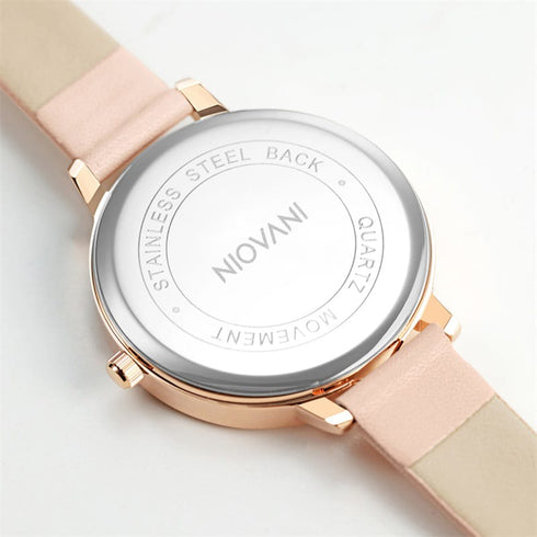 Niovani Wonderland (Petal Pink) - Women's Watch - Soft Genuine Lesther Strap - 1 Year Warranty - Water Resistance