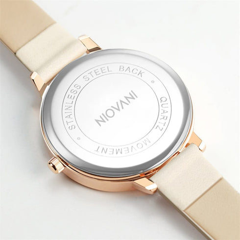 Niovani Wonderland (Rose Blush) - Women's Watch - Soft Genuine Leather Strap - 1 Year Warranty - Water Resistance