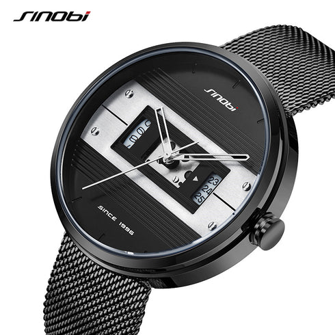 Sinobi Modern Art - Men's Watch - Classic Black! - Water Resistant! - Stainless Steel Strap! - 1 Year Warranty! - Ultra Slim!