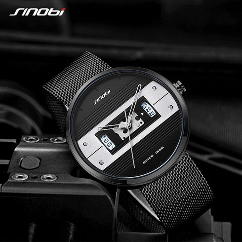 Sinobi Modern Art - Men's Watch - Classic Black! - Water Resistant! - Stainless Steel Strap! - 1 Year Warranty! - Ultra Slim!