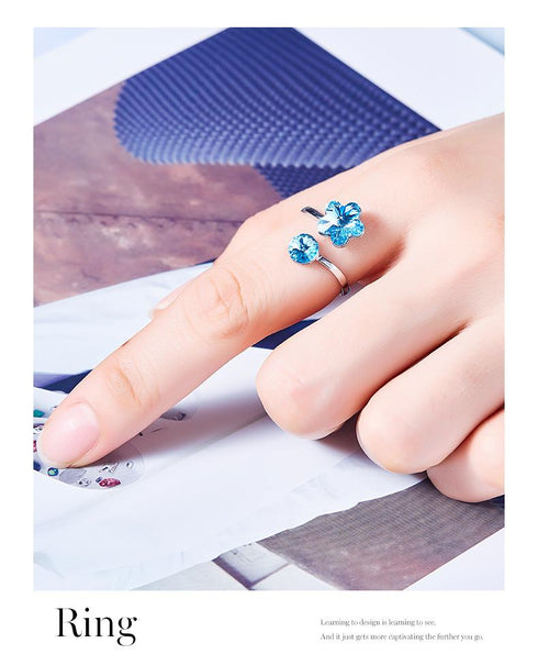 Modern Ring with Swarovski® Blue Crystal Elements