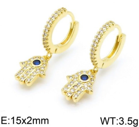 Hand of Hamsa! - 14K Gold Plated! - AAA Cubic Zirconia! - Hot Seller!