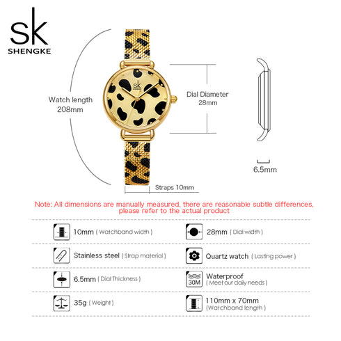 Shengke Wild - Women's Watch - 14K Gold Plated - Adjustable Steel Strap -1 Year Warranty - Free Box Packaging!