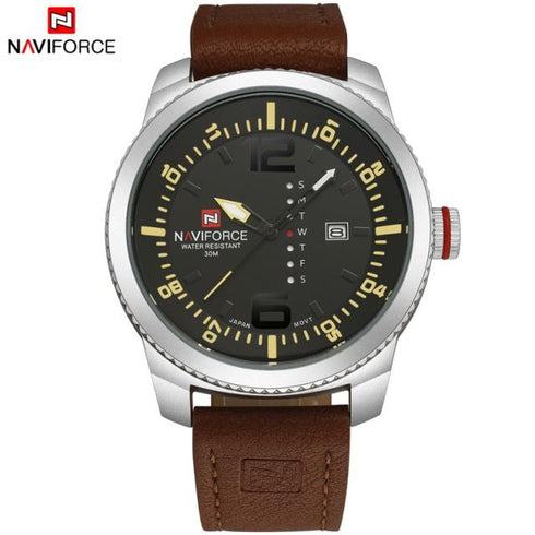 Naviforce Modern Calendar! - Genuine Leather! - 1 Year Warranty! - Day Date Function!