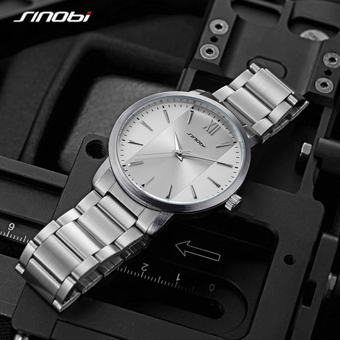 Sinobi Gentleman - Men's Watch - Classic Silver! - Water Resistant! - Stainless Steel Strap! - 1 Year Warranty! - Ultra Slim!