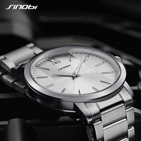 Sinobi Gentleman - Men's Watch - Classic Silver! - Water Resistant! - Stainless Steel Strap! - 1 Year Warranty! - Ultra Slim!