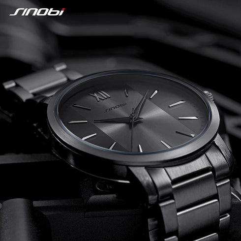 Sinobi Gentleman - Men's Watch - Classic Black! - Water Resistant! - Stainless Steel Strap! - 1 Year Warranty! - Ultra Slim!