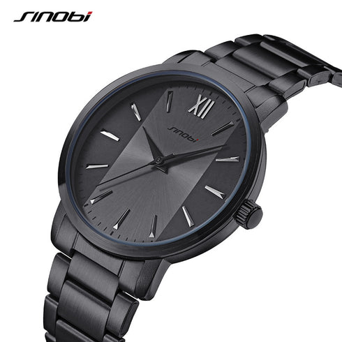 Sinobi Gentleman - Men's Watch - Classic Black! - Water Resistant! - Stainless Steel Strap! - 1 Year Warranty! - Ultra Slim!