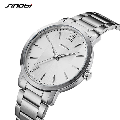 Sinobi Gentleman - Men's Watch - Classic Silver! - Water Resistant! - Stainless Steel Strap! - 1 Year Warranty! - Ultra Slim!