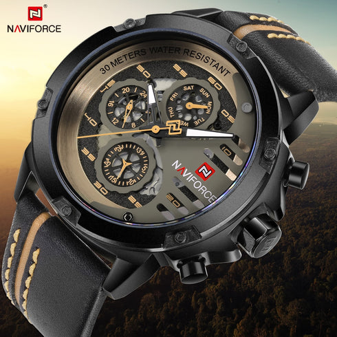 Naviforce Italia - Men's Watch - Classic Colours - Chronograph - Genuine Leather! - Water Resistant! - 1 Year Warranty!