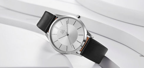 Shengke Classic Couple's Watch - Timeless Silver & Black - Genuine Ultra Soft Leather! - Water Resistant! - Free Box Packaging!