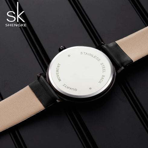 Shengke Window - Women's Watch - Classic Black - Genuine Leather - 1 Year Warranty - Water Resistant! - Free Box Packaging!