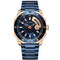 Curren Rebel (Sparkling Blue & Rose Gold) - Men's Watch - Date Function - 1 Year Warranty - Free Box Packaging - 3 ATM Water Resistant