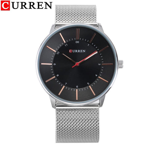 Curren Black & Silver Attack! - Date Function! - 3D Hollow Dial Design! - Adjustable Stainless Steel Strap! - 1 Year Warranty!