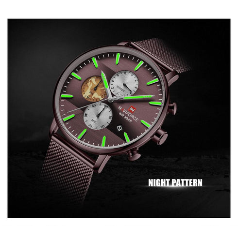 Naviforce Men's Army Combat Pattern! - Adjustable Steel Strap! - Chronograph! - 1 Year Warranty!