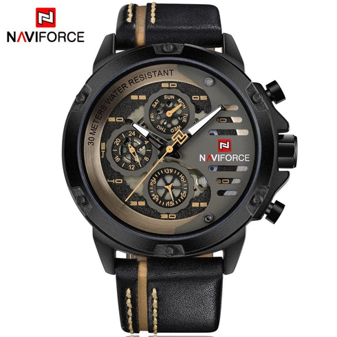 Naviforce Italia - Men's Watch - Classic Colours - Chronograph - Genuine Leather! - Water Resistant! - 1 Year Warranty!
